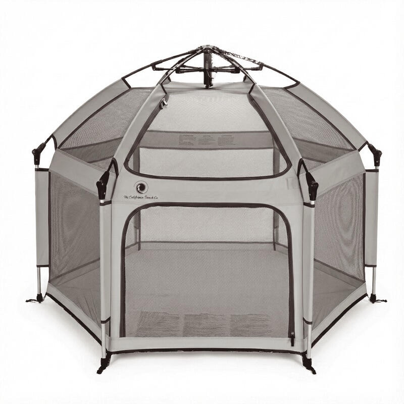 Pop N' Go portable baby playpen rental with UV shade for beach days