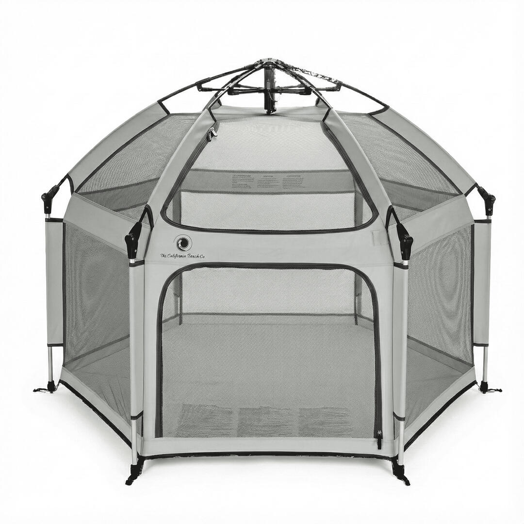 Pop N' Go portable baby playpen rental with UV shade for beach days